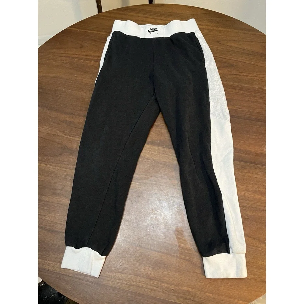 Nike Air Men's S Jogger Pants Black White Fleece sweatpants CV8573-010
